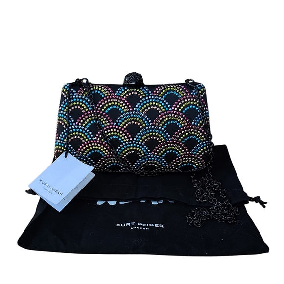 Kurt Geiger Handbags - Kurt Geiger Black Rhinestone Crossbody Bag With Raven Closure